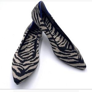Rothy's The Point Flats Black Zebra Crossing Women's Size 9.5